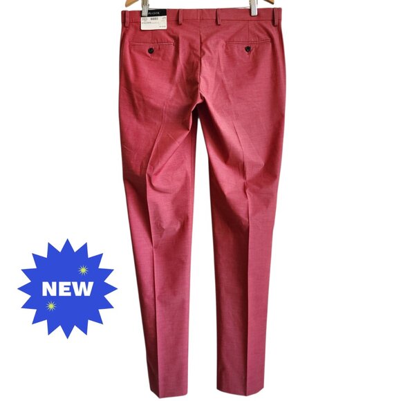 36x34 Rose Pink Pants New Jos A Bank Skinny Fit Pant Polyester Nwt Mens Magenta - Picture 3 of 17